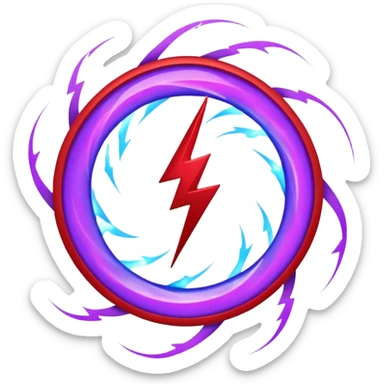 Combination of red blue lightening creating purple lightening in circle shape sticker