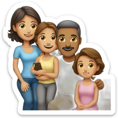 Familia de 6 personas papa, mama, 3 hijas y un hijo sticker