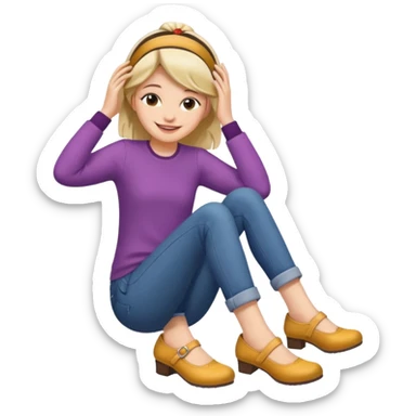 a foot placed on a girl's head sticker