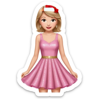 Taylor Swift smile in a sparkling pink dress sticker