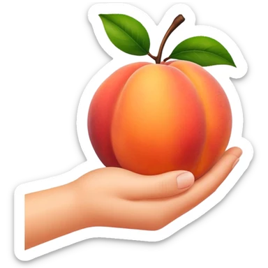 Hand holding peach sticker