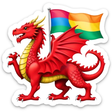 Welsh dragon with pride flag  sticker