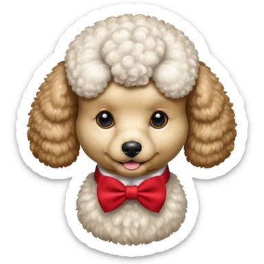 Poodle with red bow tie, half body sticker
