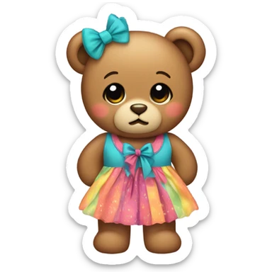 teddy bear with a dress and bow  sticker