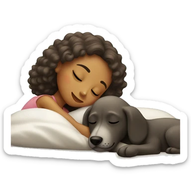 Girl and pudel sleeping sticker