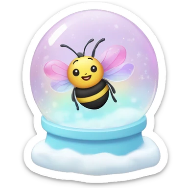 Kawaii rainbow pastel bee in snow globe  sticker