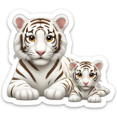 Tiges blanc avec bébé tigre blanc dessus sticker
