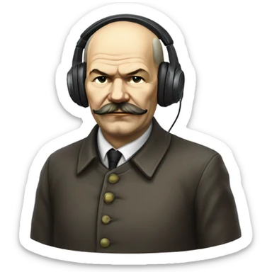 Vladimir Lenin with a gaming headset on sticker