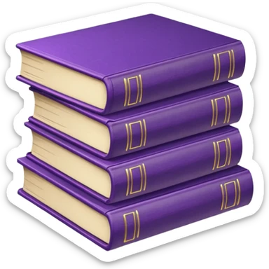 stack of books, top one purple sticker
