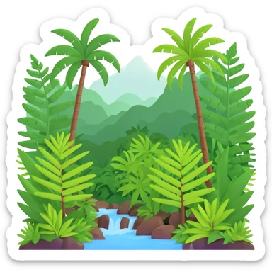 El Yunque rain forest with palm trees and ferns sticker