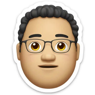 Asian, overweight, young man, black curly hair. sticker