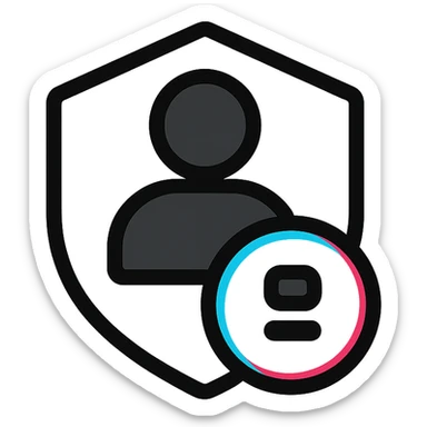 Minimalist Discord role icon featuring TikTok's color palette black white cyan and pink, abstract and sleek, for Discord roles sticker
