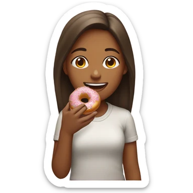 Girl eating a doughnut sticker