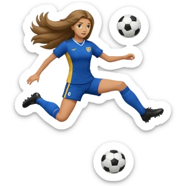 Long Haired Football Players, Female player, full body kick ball sticker