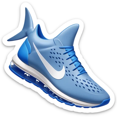 A shark with blue Nike shoes sticker