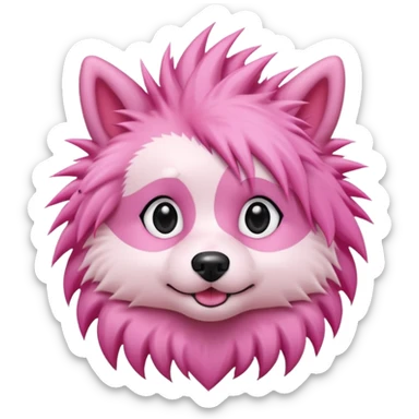 fancy pink spiky haired dog sticker