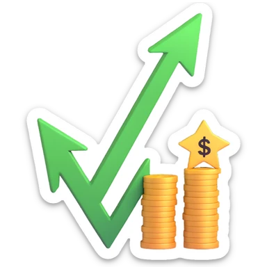investment concept with upward arrow and money sticker