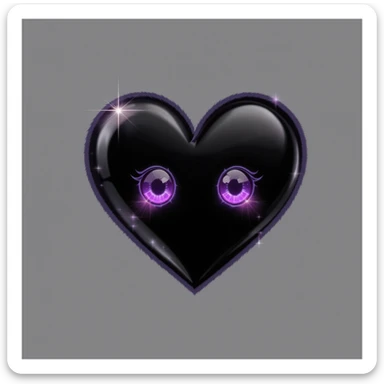 goth heart emoji, cute and shiny, no background sticker