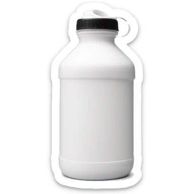 white water bottle with white lid, white silicone flexible half circle handle strap sticker