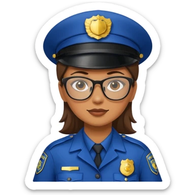 woman police with glasses sticker