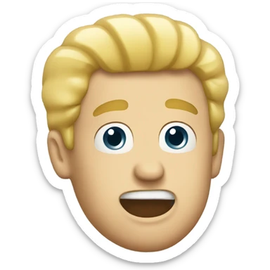 Man with blond hair spitting out mayonnaise sticker