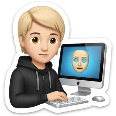 a 3d hacker with computer sticker