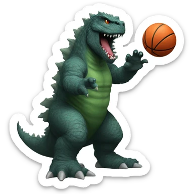 Godzilla playing basketball sticker