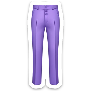 A 3D cartoon lavender-purple formal pant with visible seams and buttons, soft shading, isolated plain background, Memoji-style. sticker