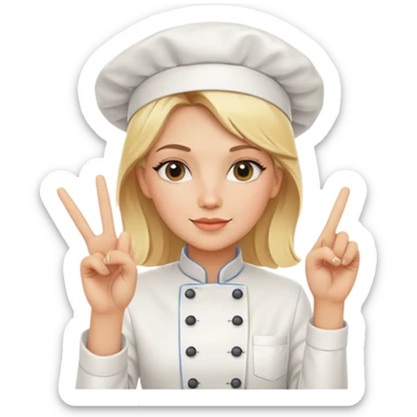 Blonde female chef with peace sign  sticker
