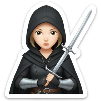 asasin woman with hood and sword sticker