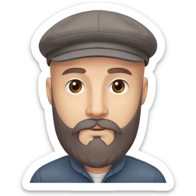 Medium skin bald man with long brown beard and  grey flat cap sticker