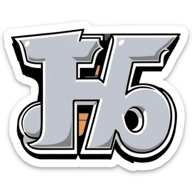 graffiti style connected BLK letters with silver outline, urban street art sticker