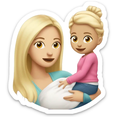 Blonde hair mom with baby girl sticker