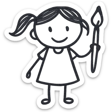 A girl holding a brush sticker