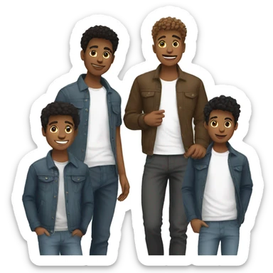 4 white teen men together sticker