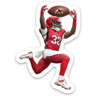 cardinals player upside down catching football sticker
