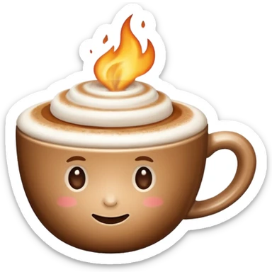 Genera un emoji di un cappuccino senza sorriso con un solo manico senza fiamma sopra sticker