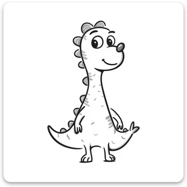 hand-drawn doodle dinosaur with sketchy lines and whimsical pose sticker