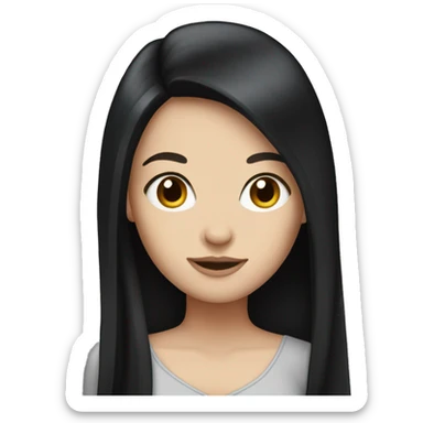 white girl with long black hair sticker