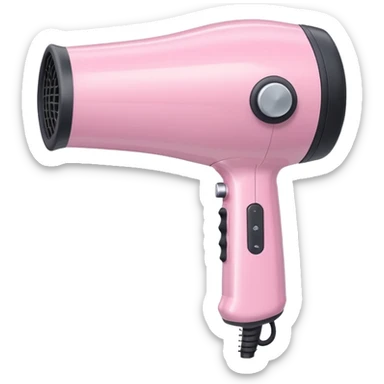 pastel pink hair dryer iOS emoji style, slightly different angle sticker