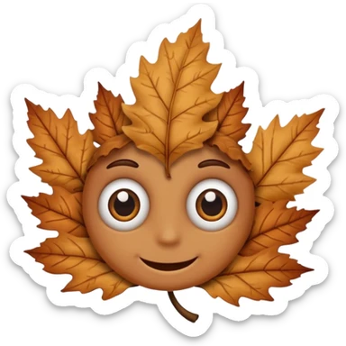 comic dryleaf with eyes and a smile in brown sticker