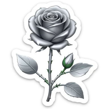 gray metal chrome rose, without green leaves, just flower sticker