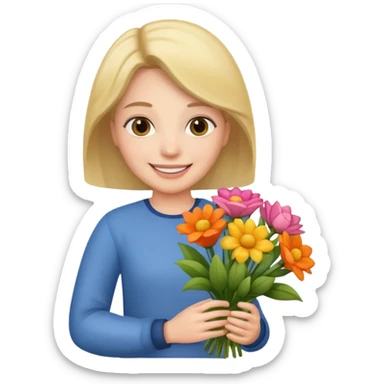 flower-holding person bouqet sticker