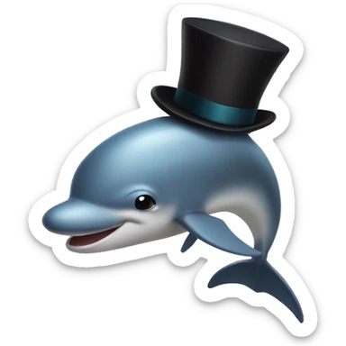 delfin with a top hat sticker