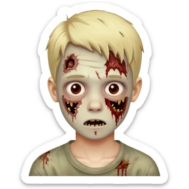 Cute blonde boy, 16 years old zombie sticker
