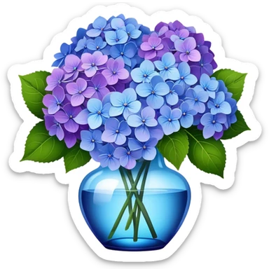 A beautiful bouquet of purple and blue hydrangea flowers sticker