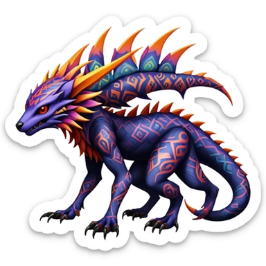 Gothic badass cool complex exotic colorful aesthetic-scenery-vernid-Fakémon-creature (full body) sticker