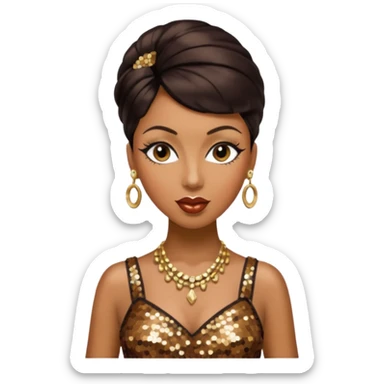 Josephine Baker with dark brown hair, bronze sequin outfit sticker
