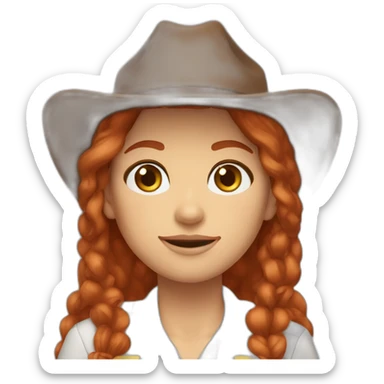carrie red head hazel green eyes cowgirl teacher sticker