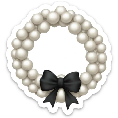 A Christmas wreath designed like a circle of pearls with a tiny black bow. sticker